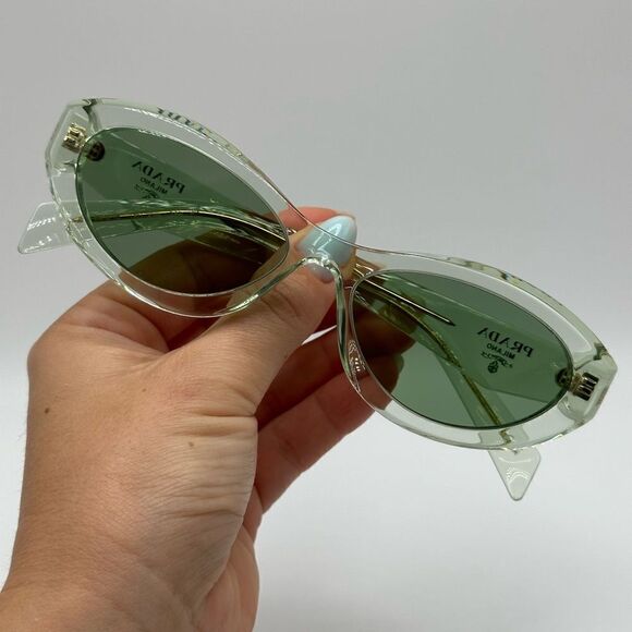 PRADA Sunglasses Symbol PR26ZS 14R20E Transparent Mint/Green NEW - Picture 9 of 12